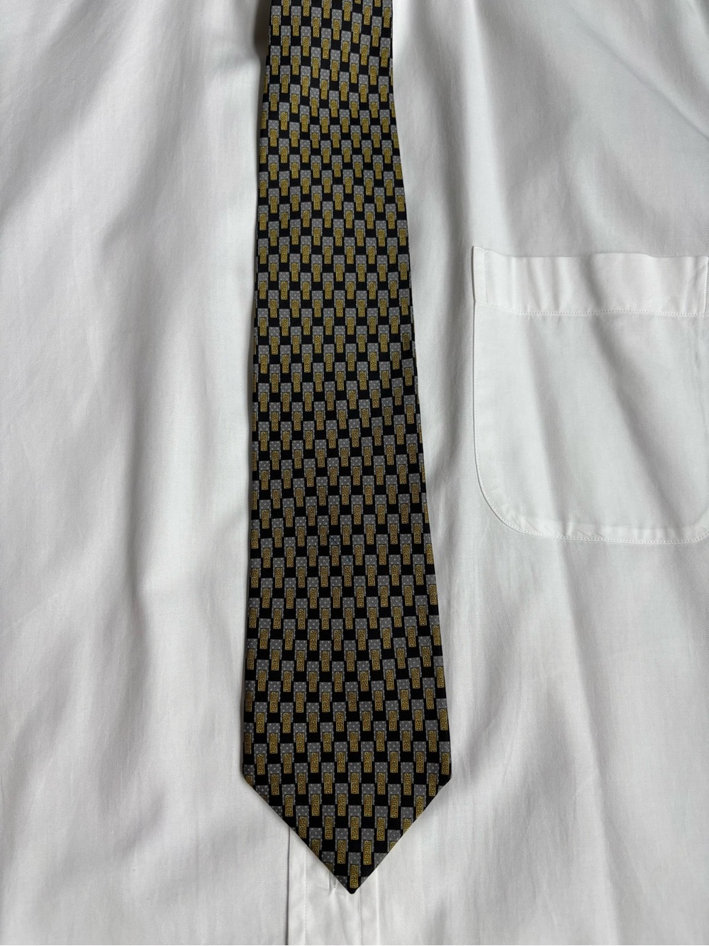 Versace Black and Gold Geometric Silk Tie